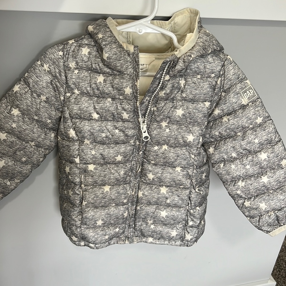 GAP Toddler Gray Puffer Coat, Lightweight